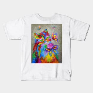 The rainbow cat and butterflies Kids T-Shirt